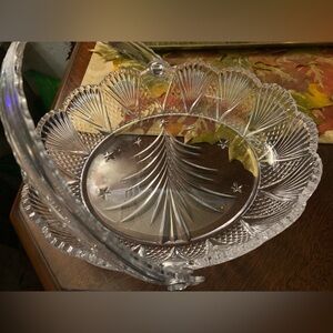 Christmas Glass Basket with handle